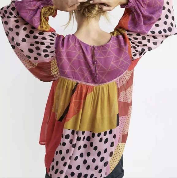 anthropologie BL-NK LONDON miranda peasant blouse S M - Picture 6 of 16